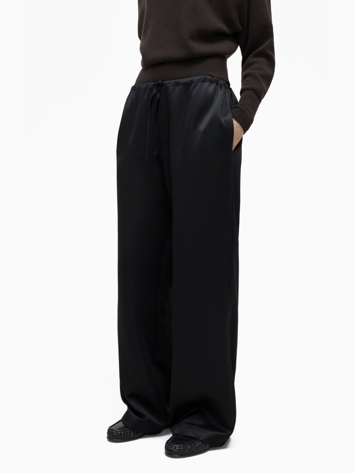 Satin Relaxed Pants Black