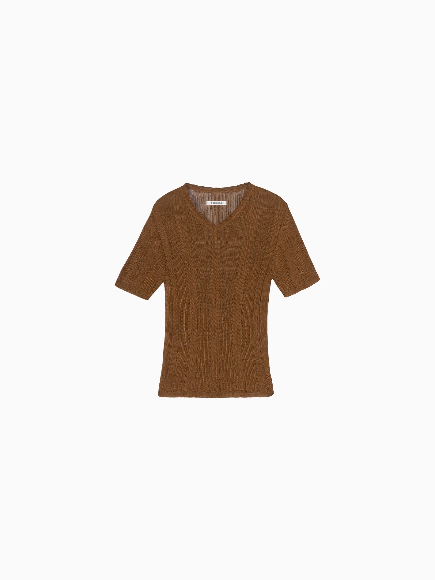 Ribbed Knit T-Shirt Tobacco