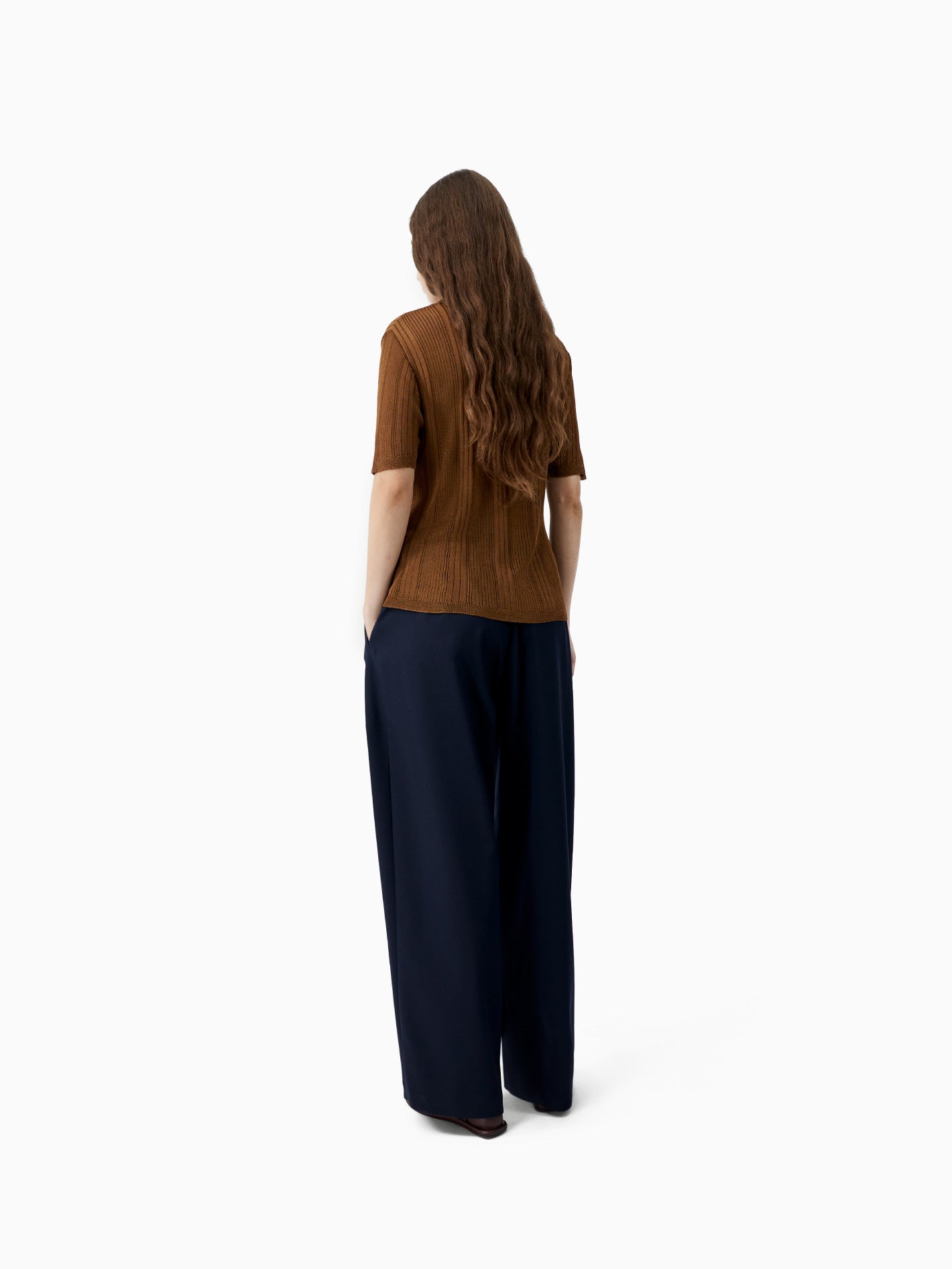 Ribbed Knit T-Shirt Tobacco