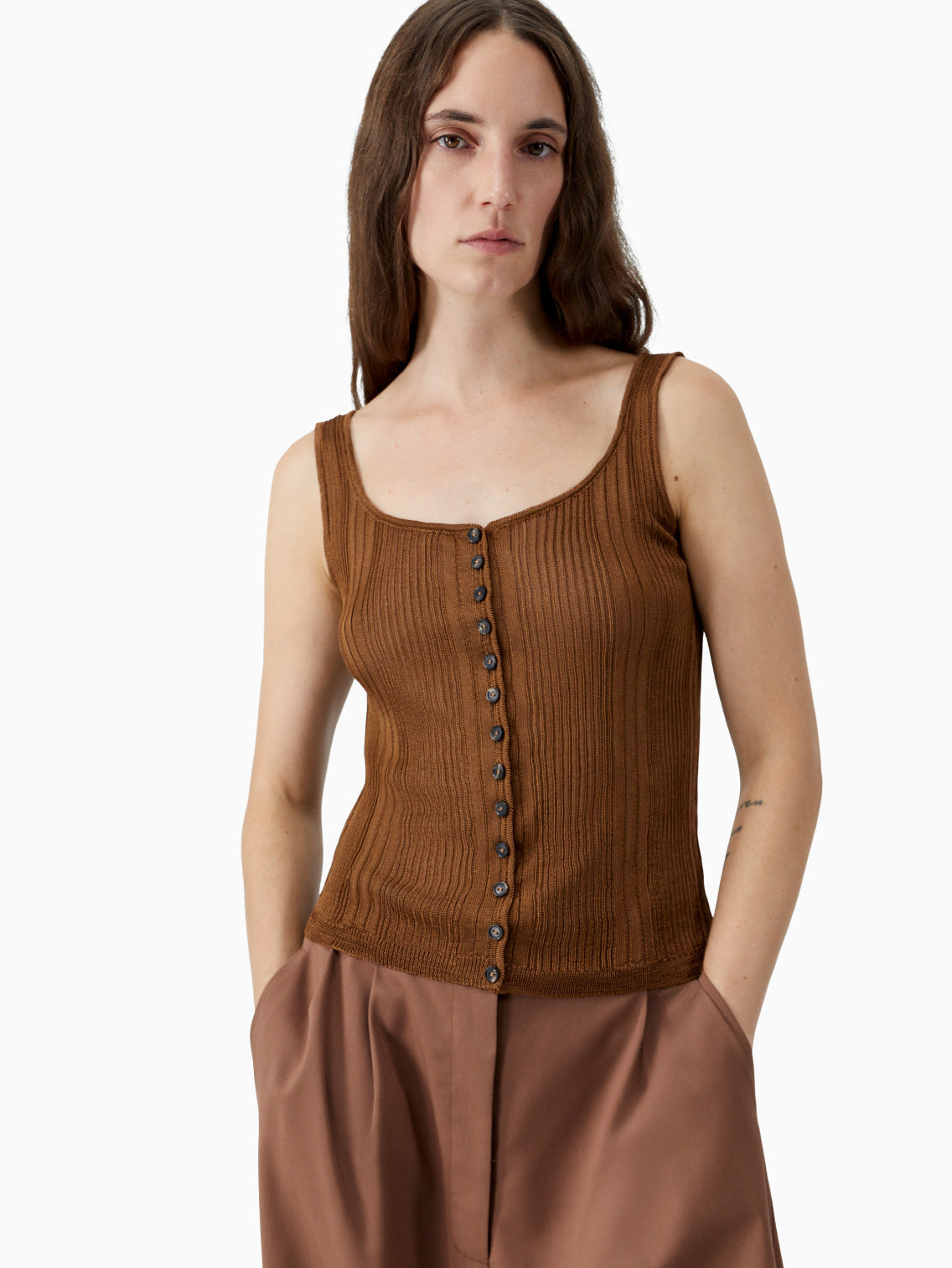 Ribbed Tank Top Tobacco