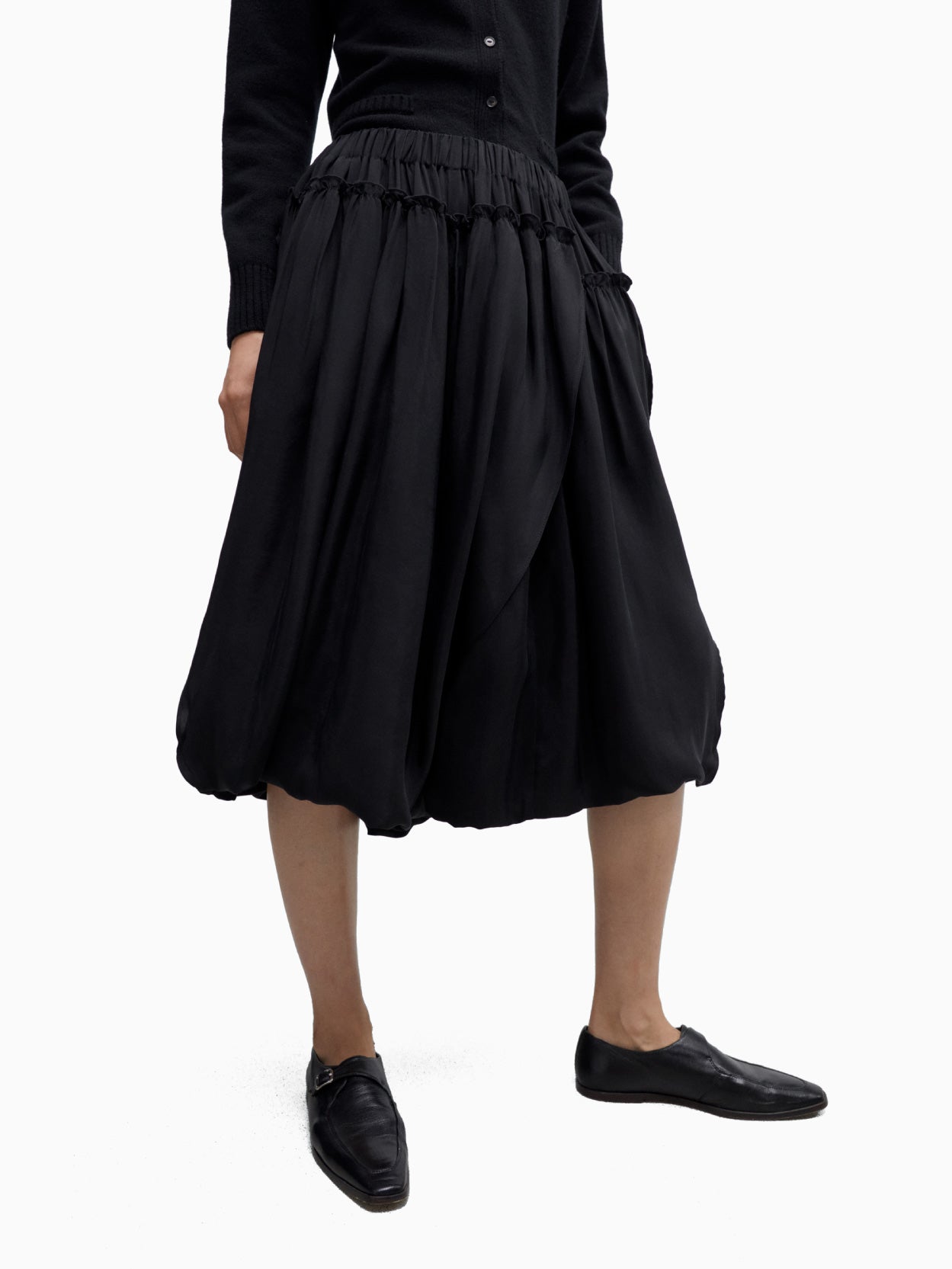 Ruffled Skirt Pants Black