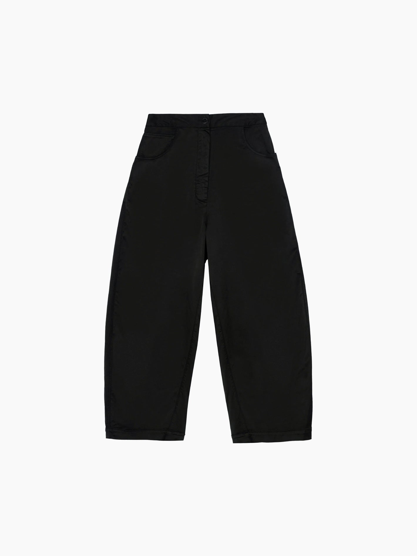 Satin Curved Pants Black
