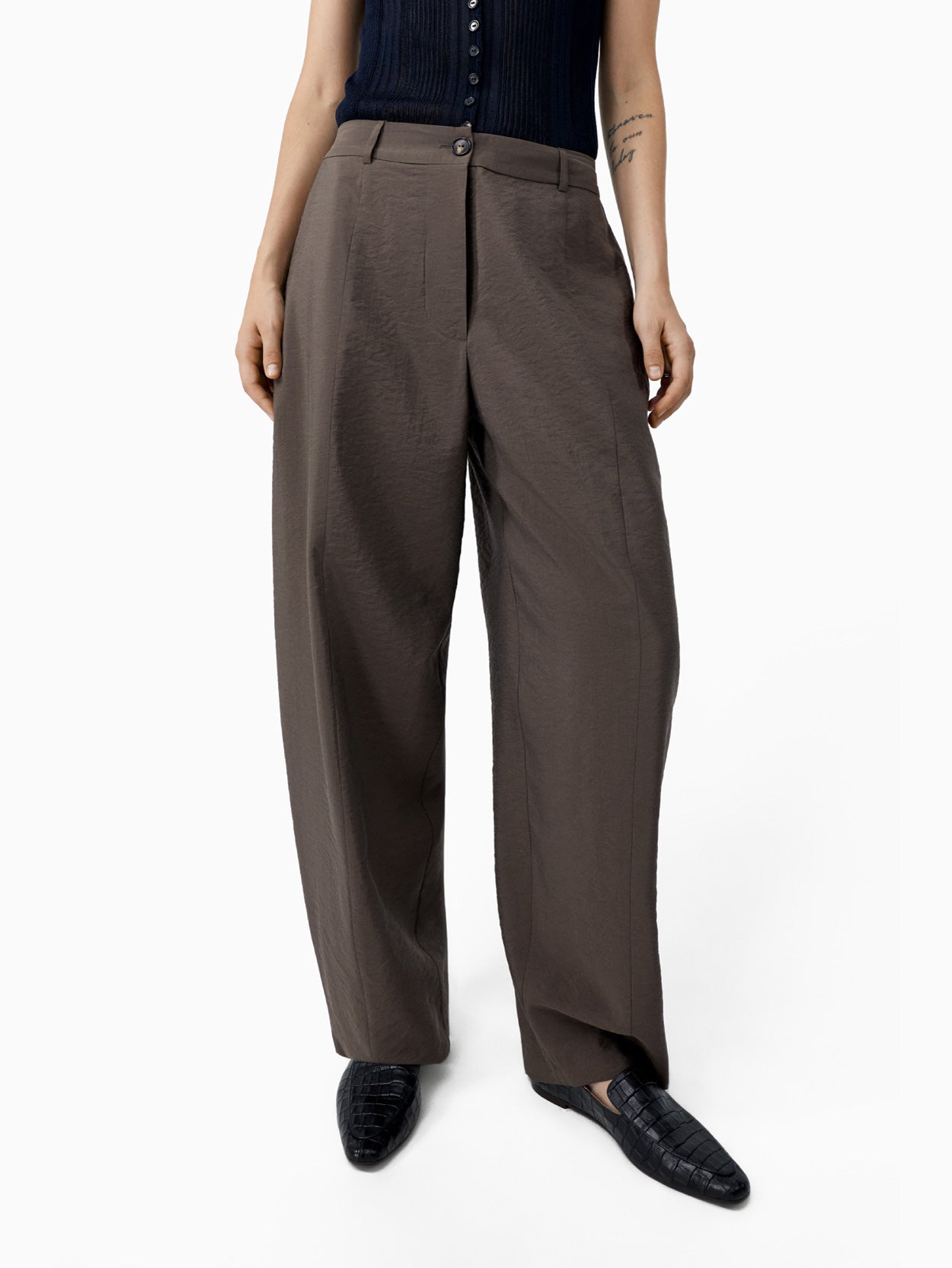 Silk Barrel Pants Taupe