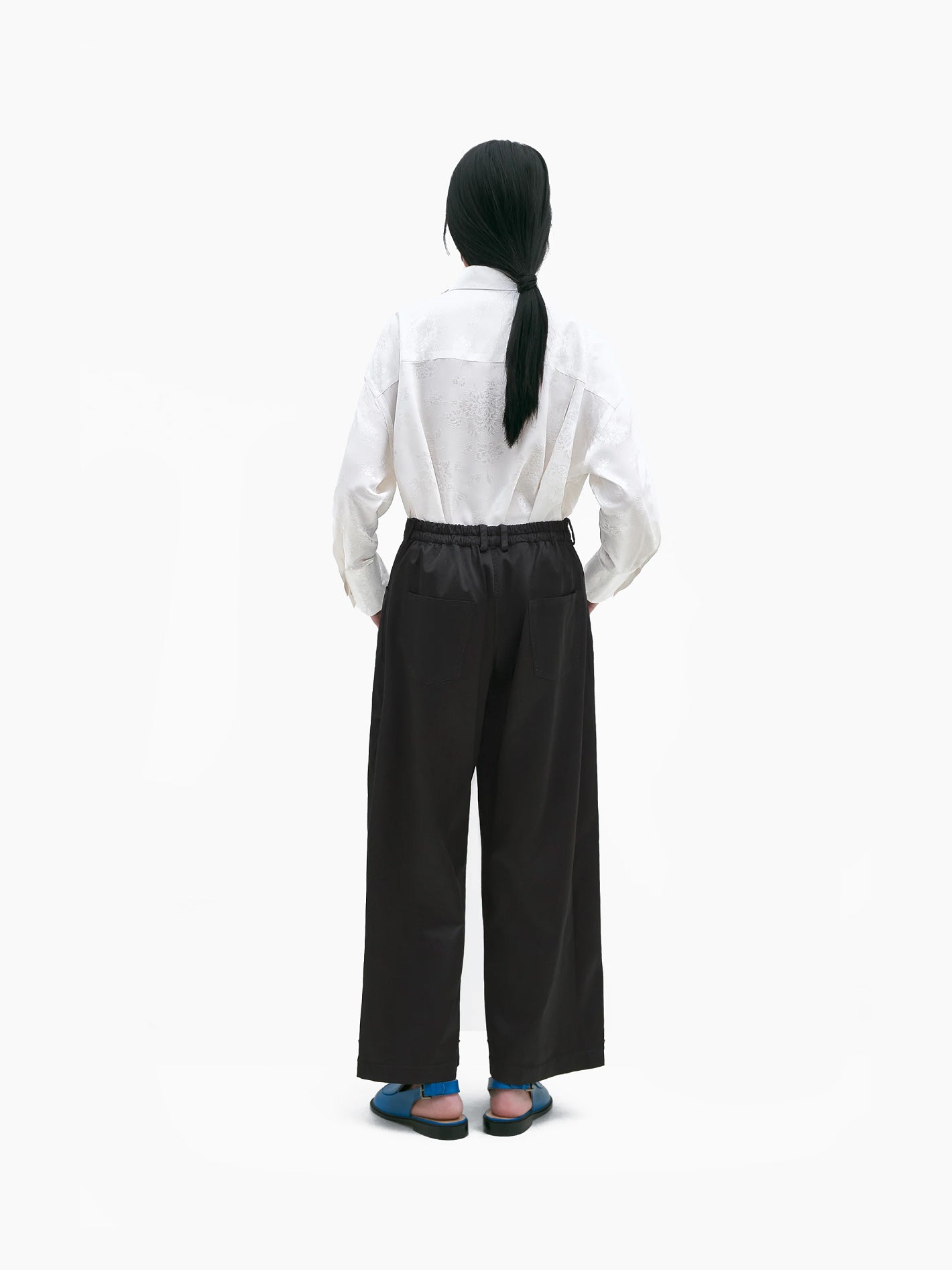 Satin Straight Pants Black