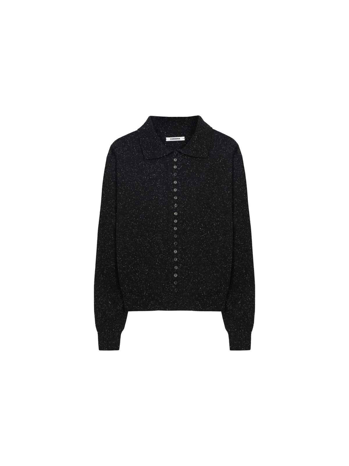 Silk & Wool Flecked Polo Black