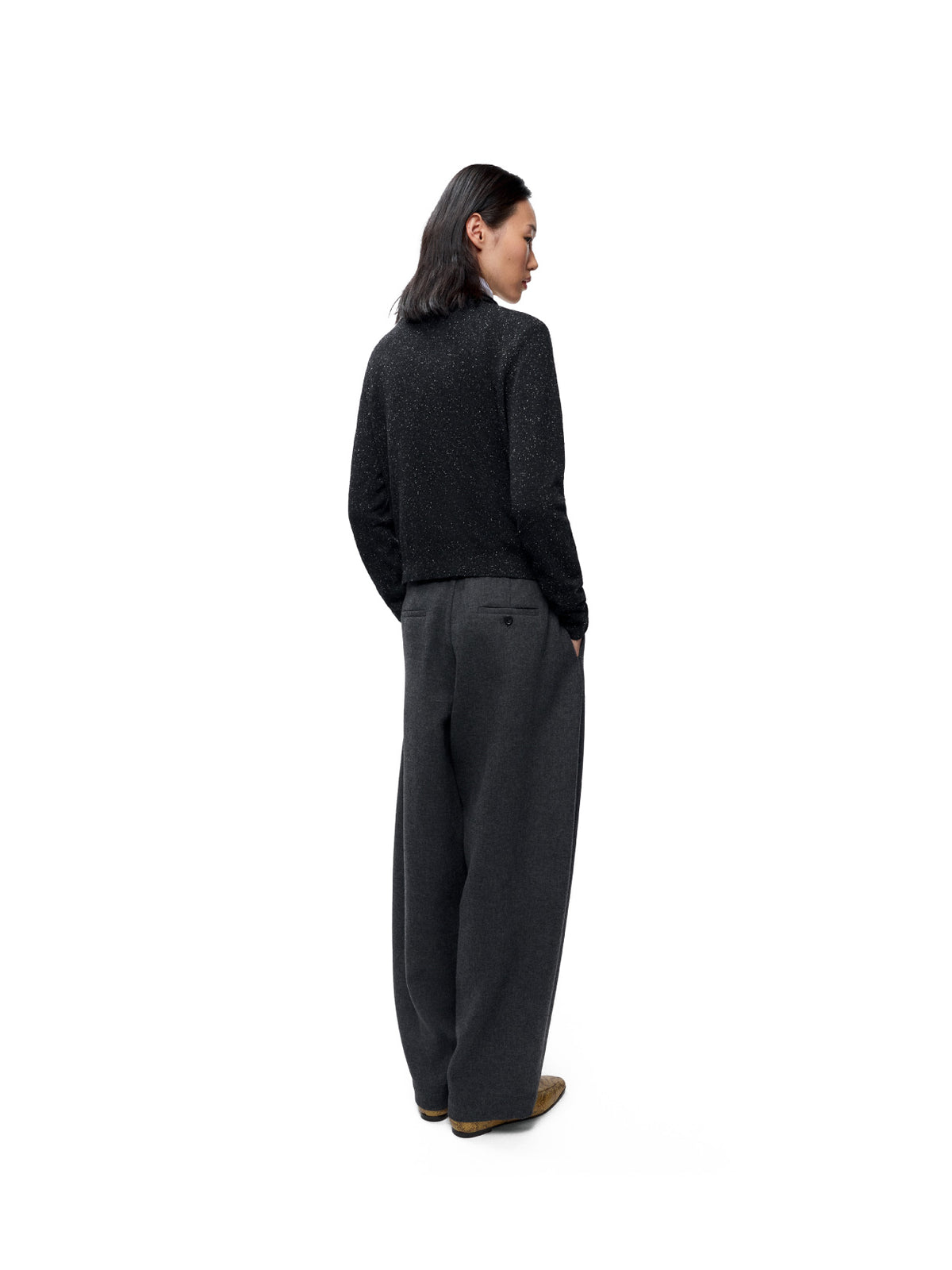 Silk & Wool Flecked Polo Black