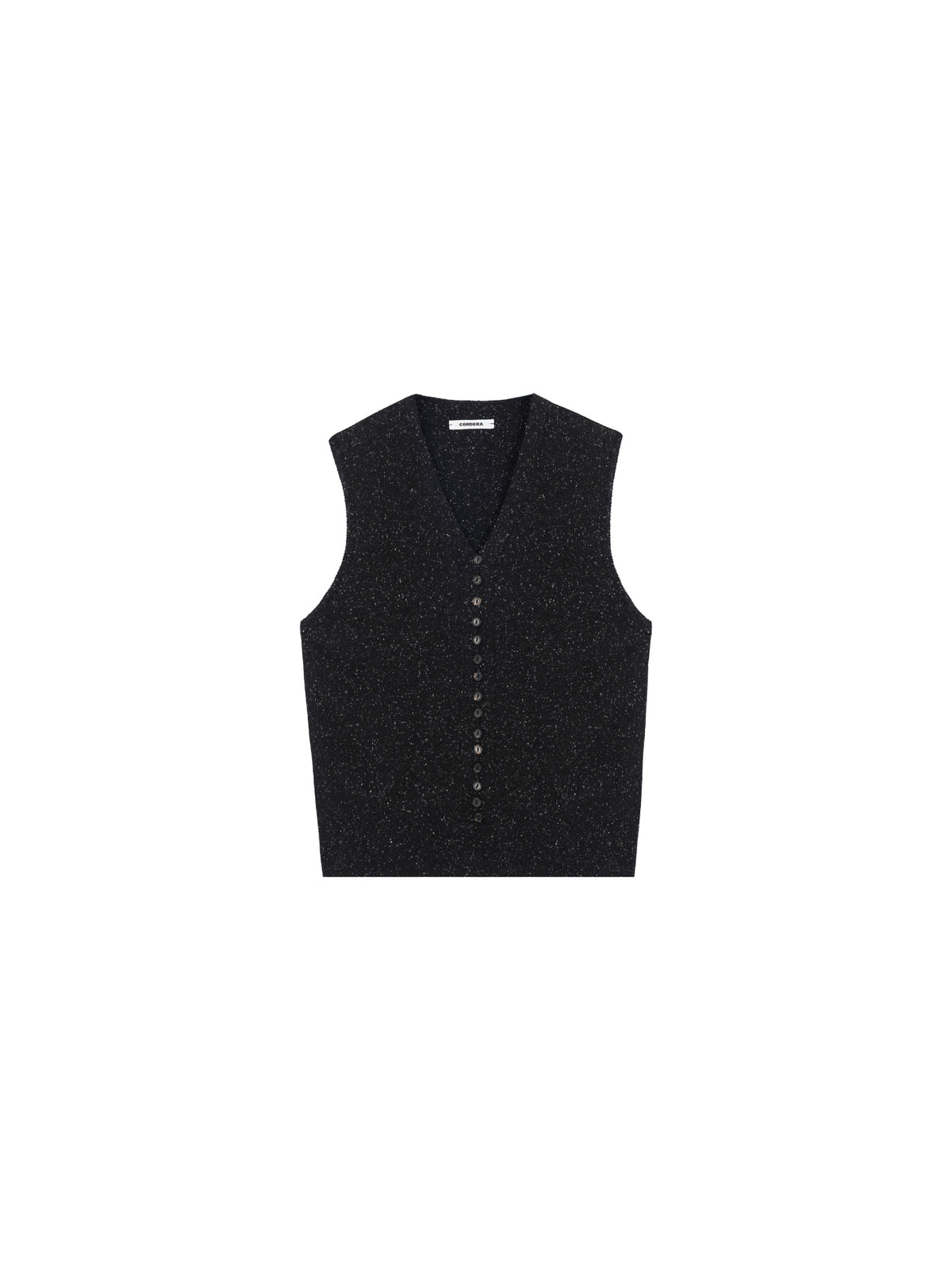 Silk & Wool Flecked Waistcoat Black