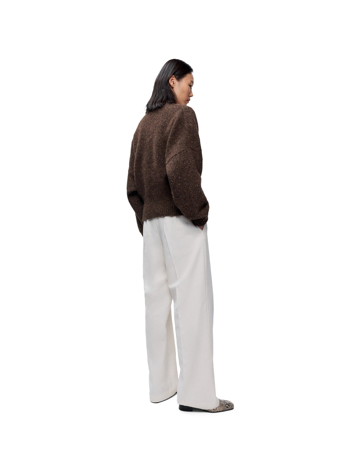Speckled V-Neck Sweater Chocolate