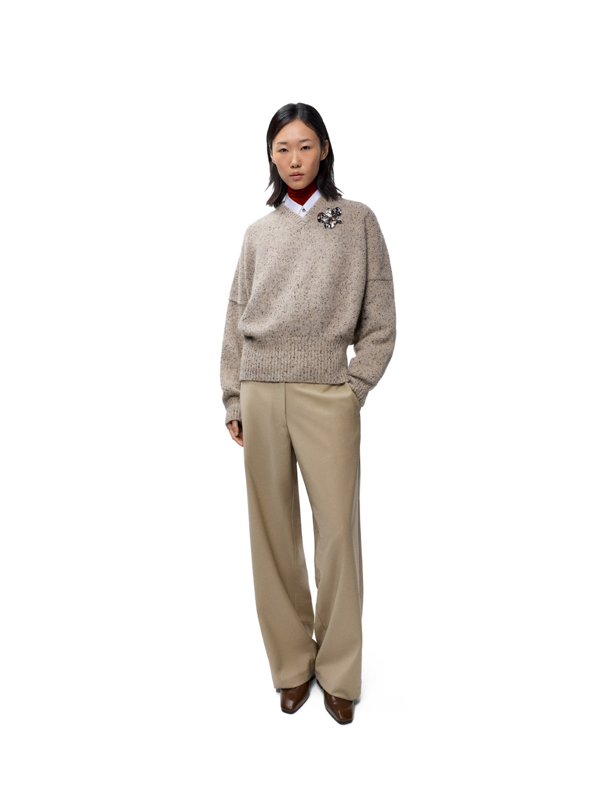 Speckled V-Neck Sweater Piedra