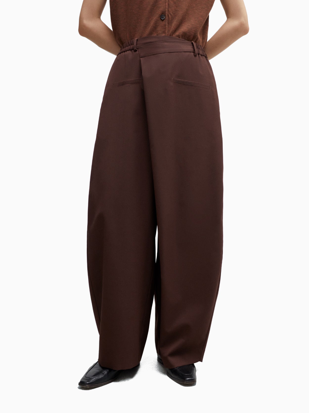 Tailored Crossover Pants Burgundy