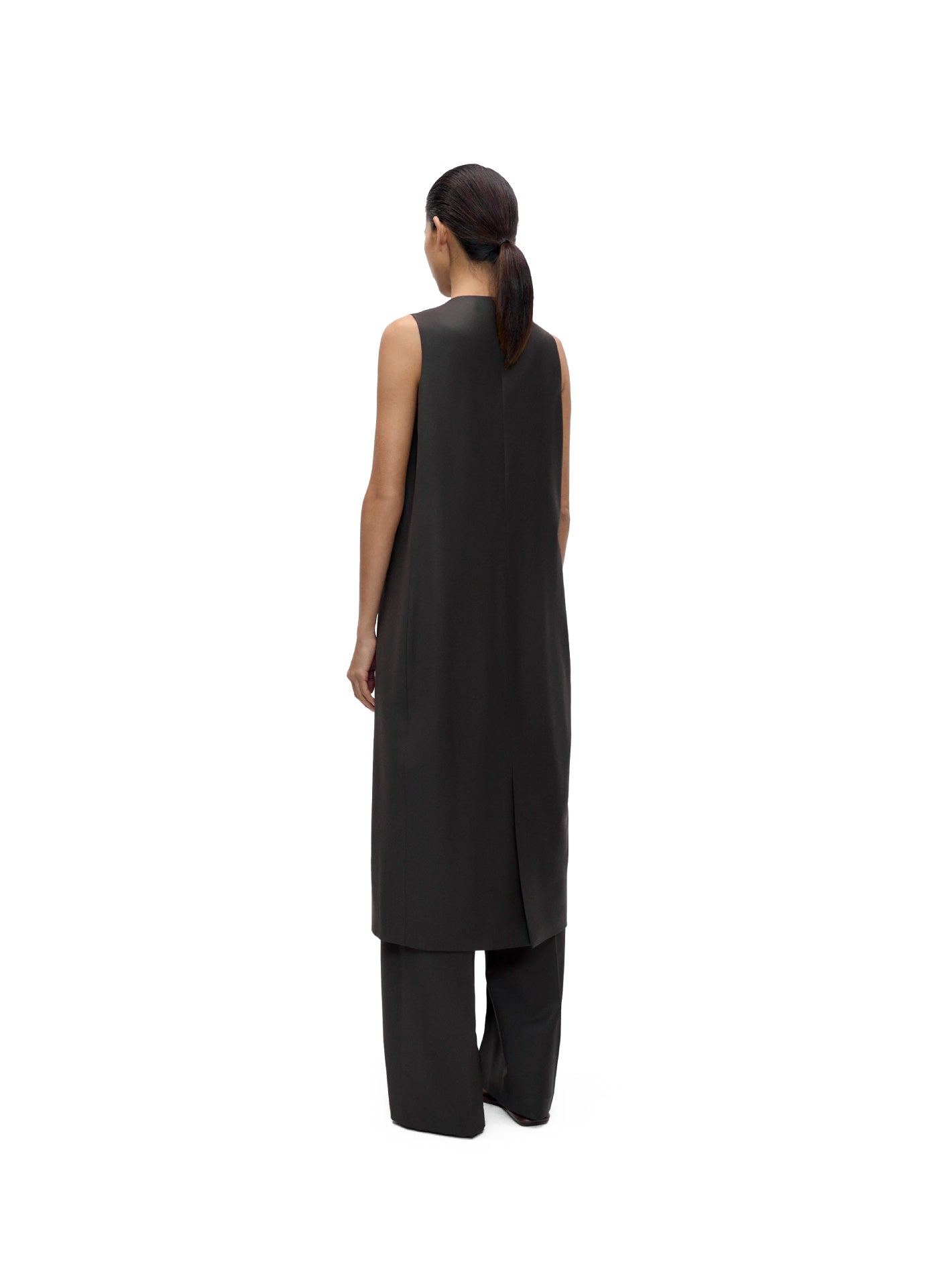 Tailored Embellished Long Dress Dark Brown
