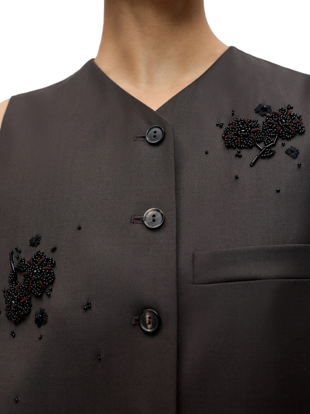 Tailored Embellished Long Dress Dark Brown