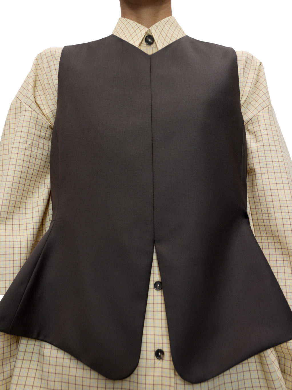 Tailored Peplum Vest Dark Brown