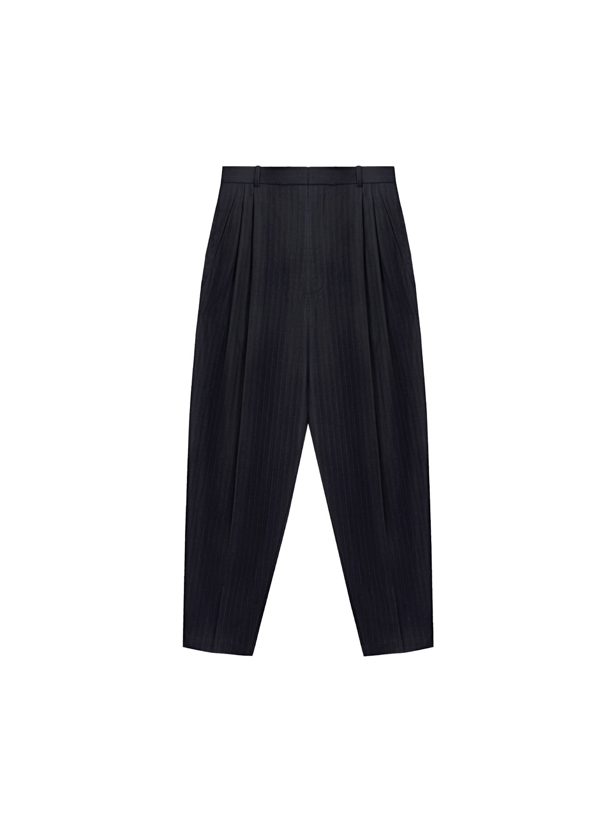 Tailored Pinstripe Carrot Pants Navy