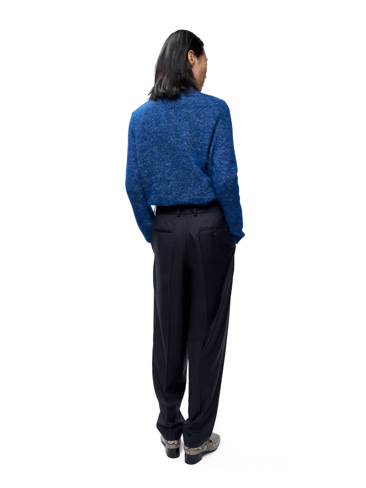 Tailored Pinstripe Carrot Pants Navy