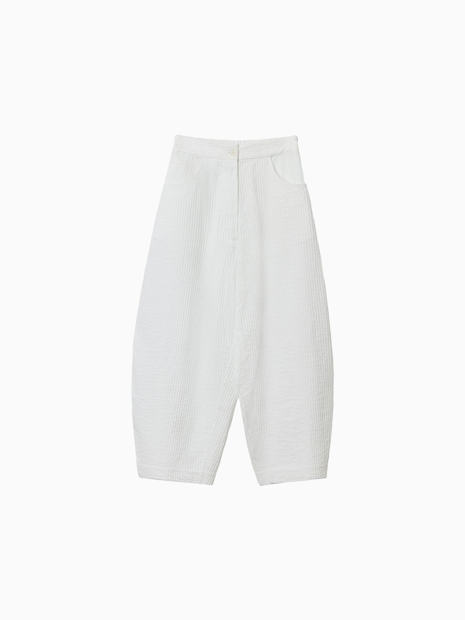 Tubular Curved Pants White