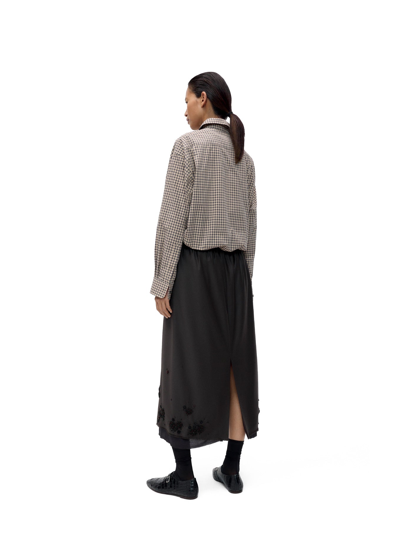 Tailored Embellished Skirt Dark Brown