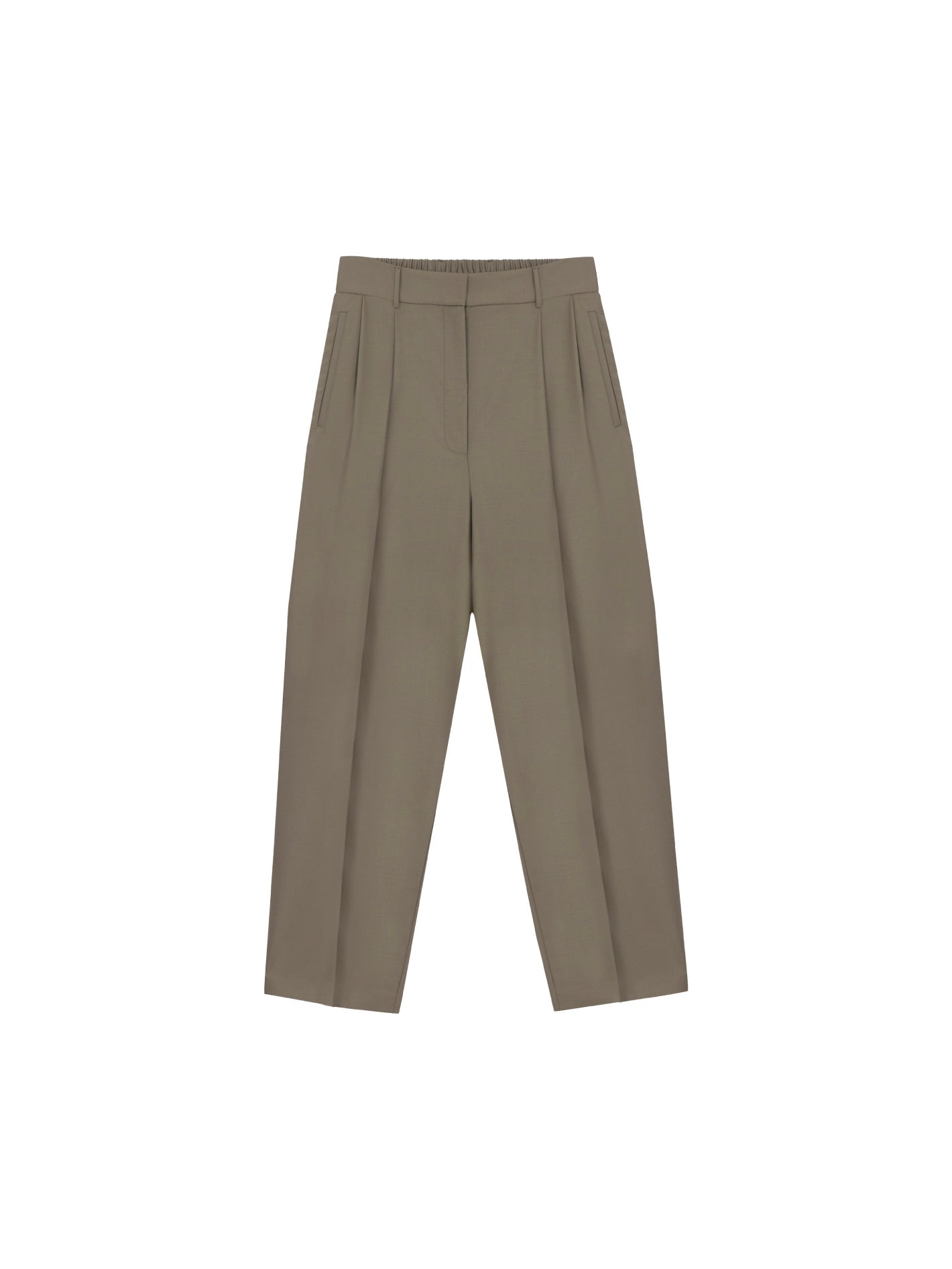 Virging Wool Masculine Barrel Pants Taupe