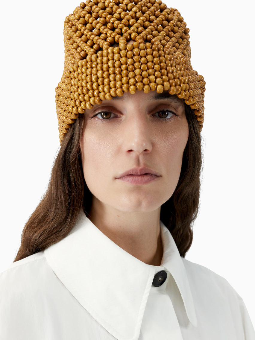 Wooden Beads Bucket Ochre