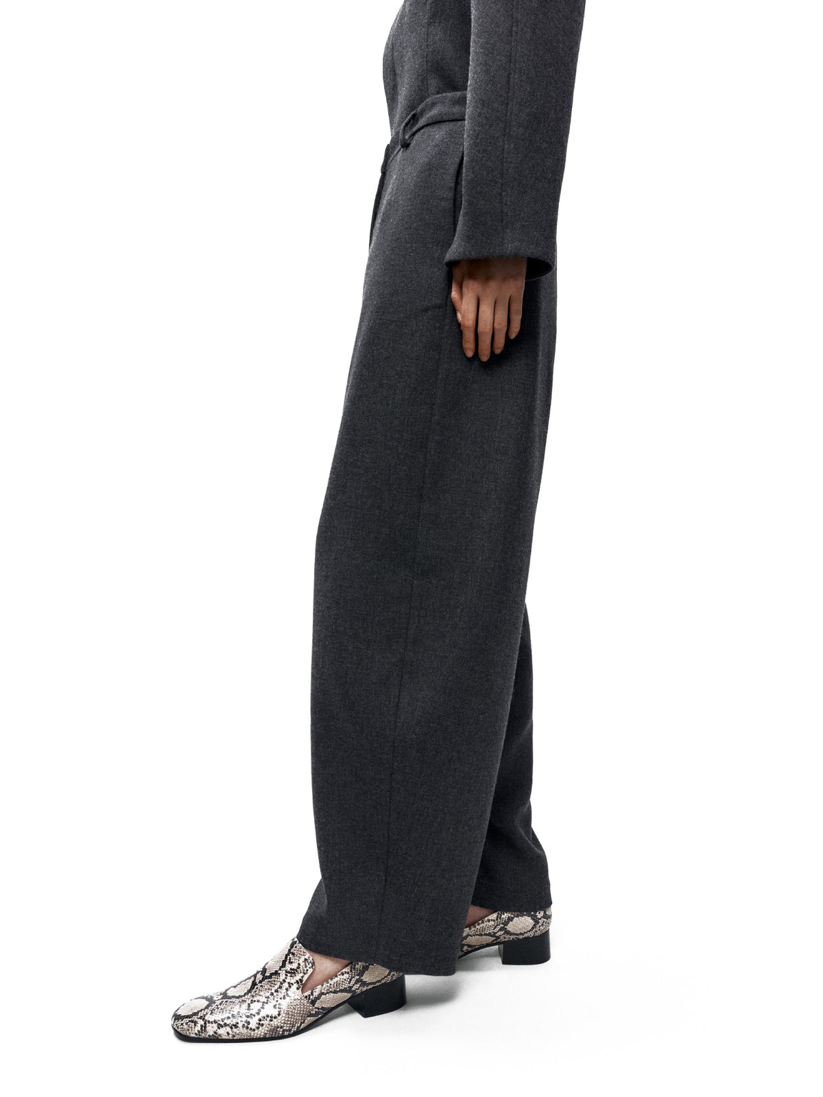 Wool Curved Pants Anthracite