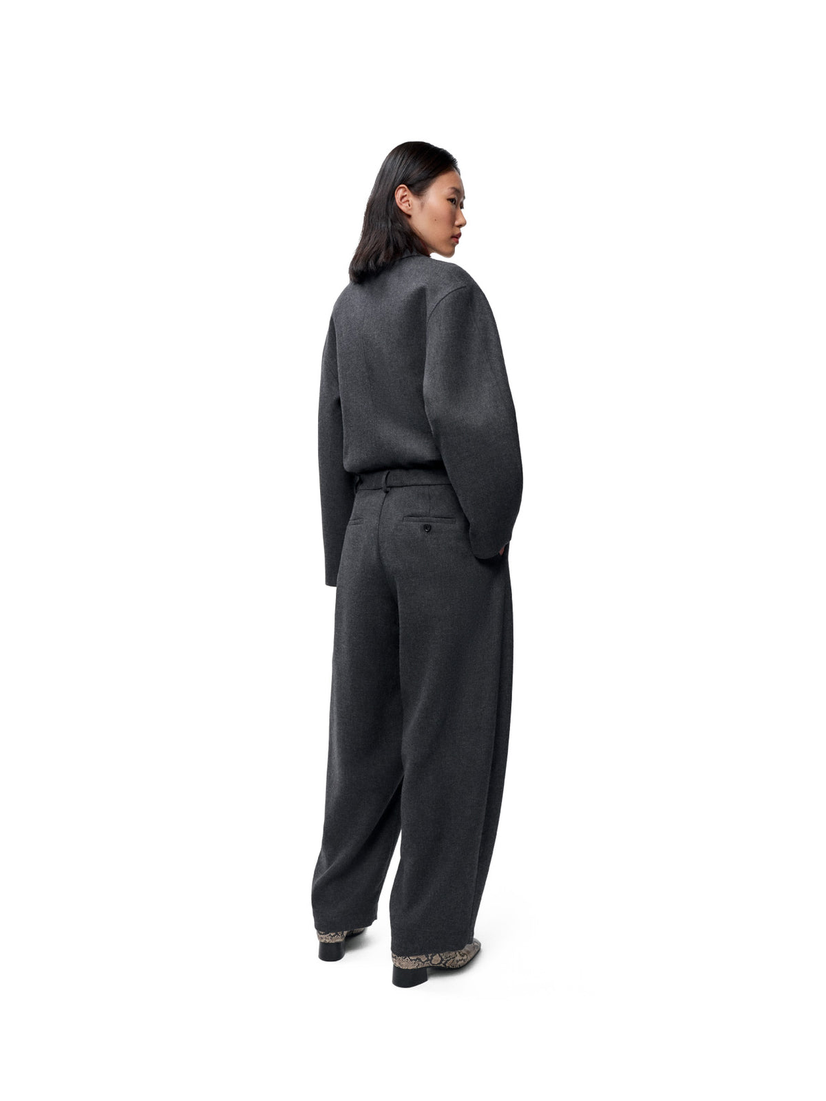 Wool Curved Pants Anthracite