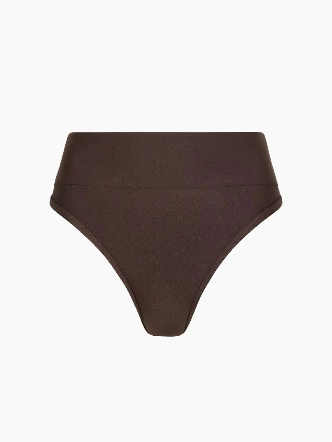 A pair of Chocolate High Waist Brief underwear from Innes Lauren. The fabric appears smooth, and the waistband is wide for added support and comfort. The style is simple and modern, offering full coverage.