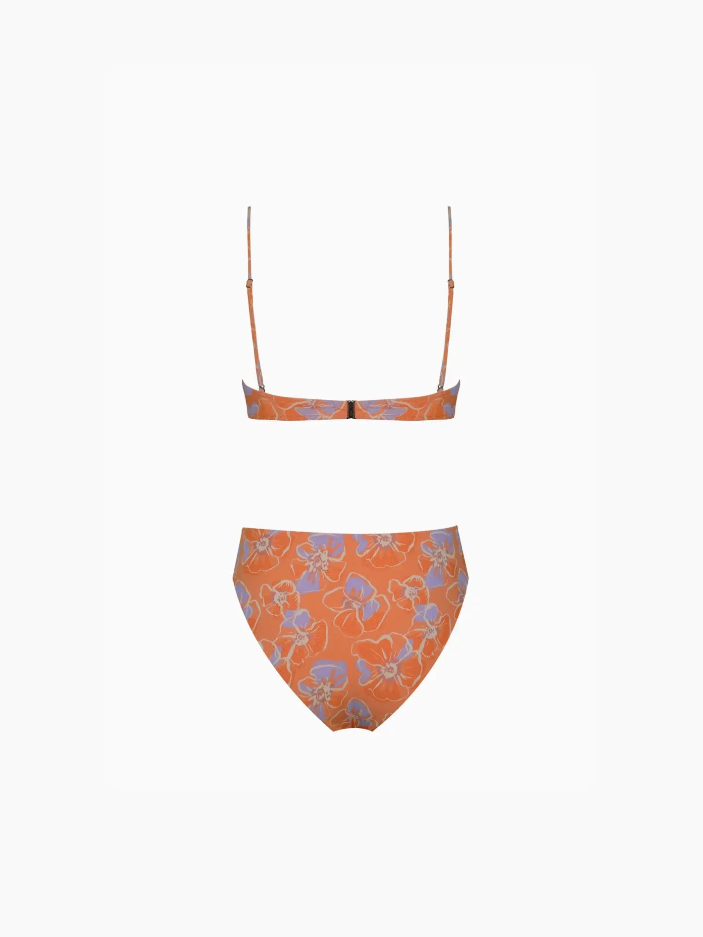 Cleo Bikini Mandarina by Pale, available at Bassalstore. The top features thin adjustable straps, and the bottom boasts a fashionable high-waisted cut.