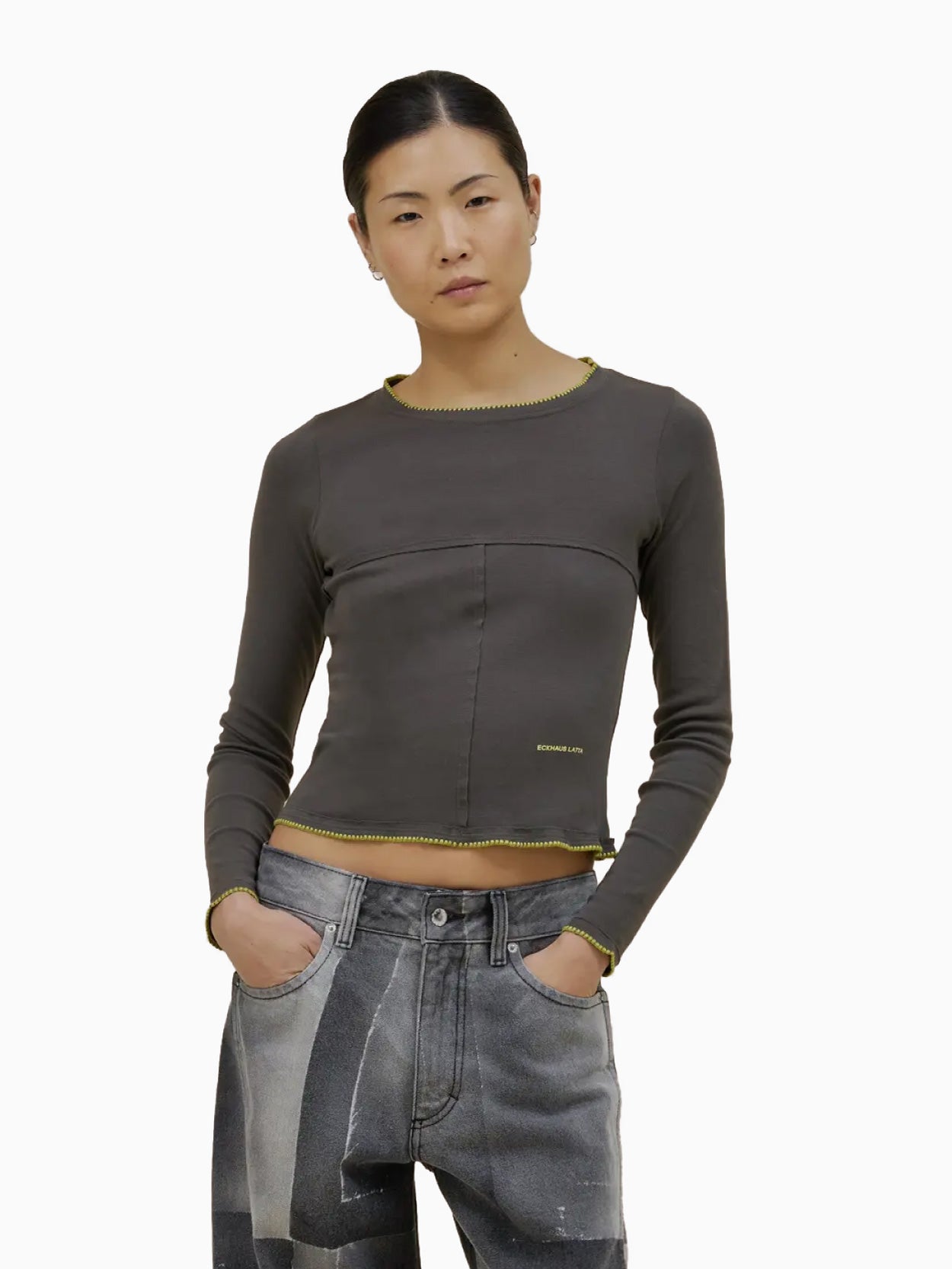 Lapped Baby Crewneck Charcoal Edge