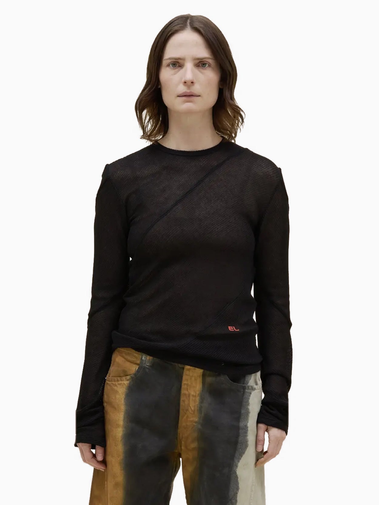 ECKHAUS LATTA ブラック長袖ニット M Eckhaus Latta ~ Black Lapped Baby Turtleneck | MAIMOUN
