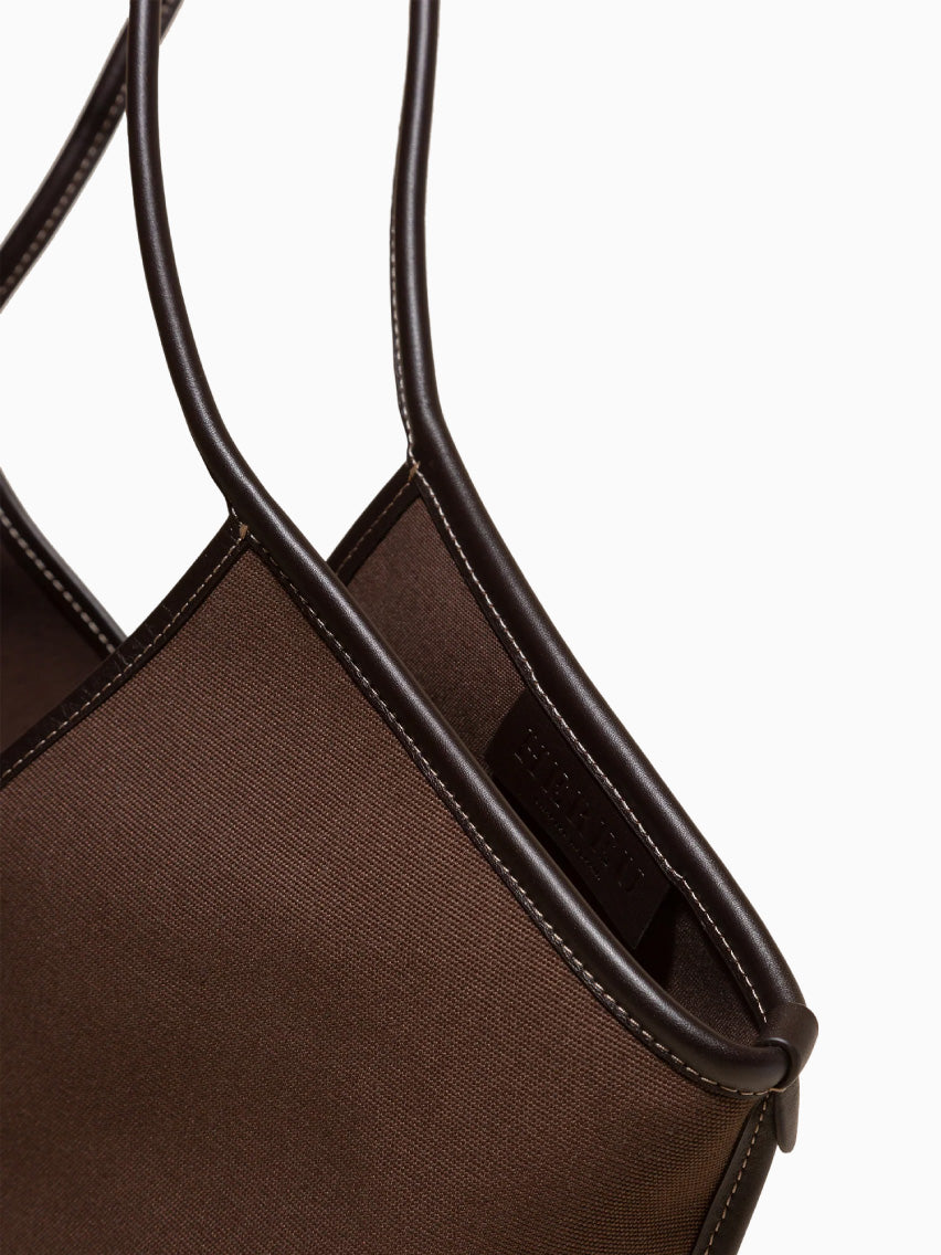 Calella Leather-trimmed Organic Cotton Tote Bag Dark Brown