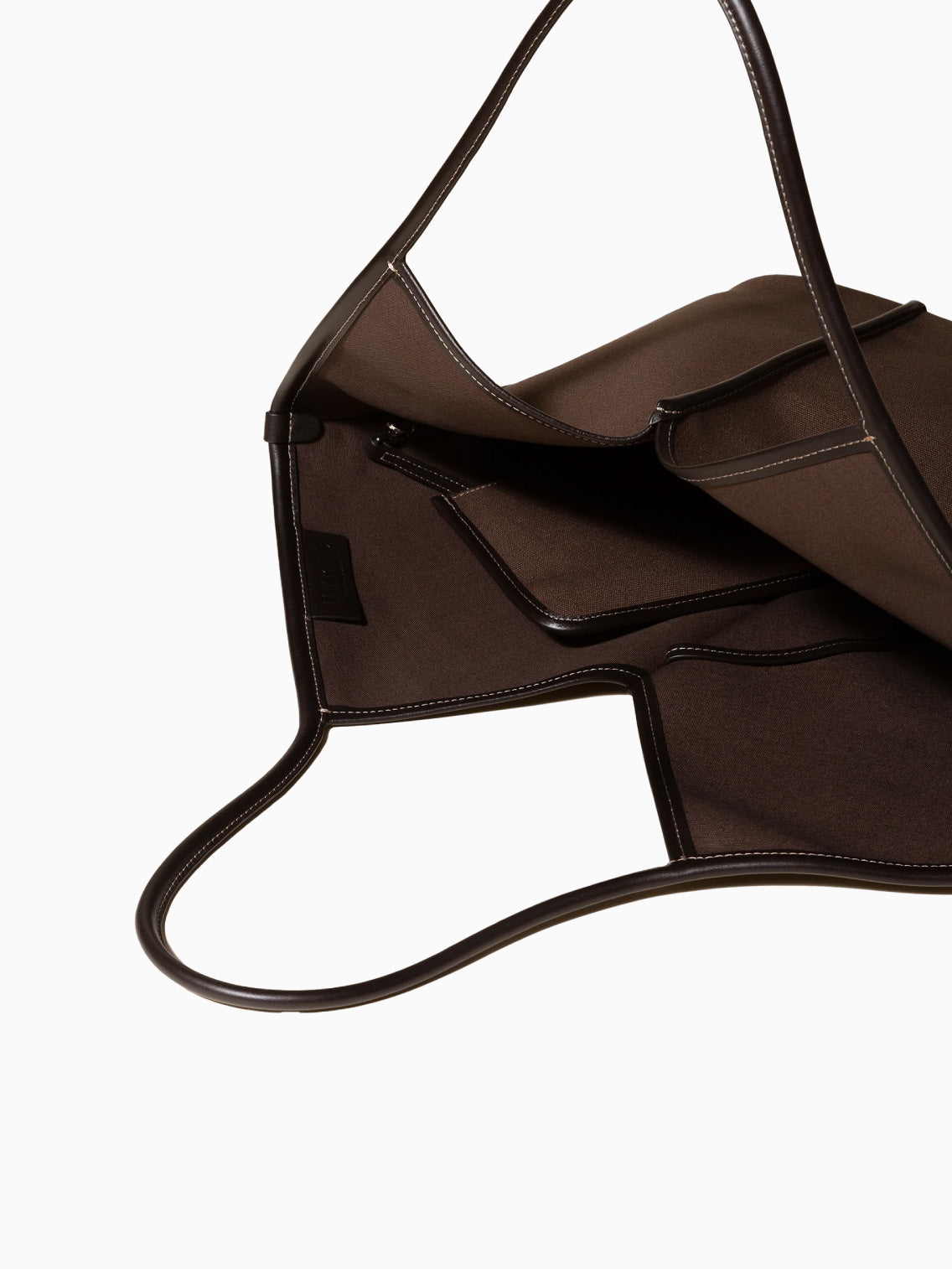 Calella Leather-trimmed Organic Cotton Tote Bag Dark Brown