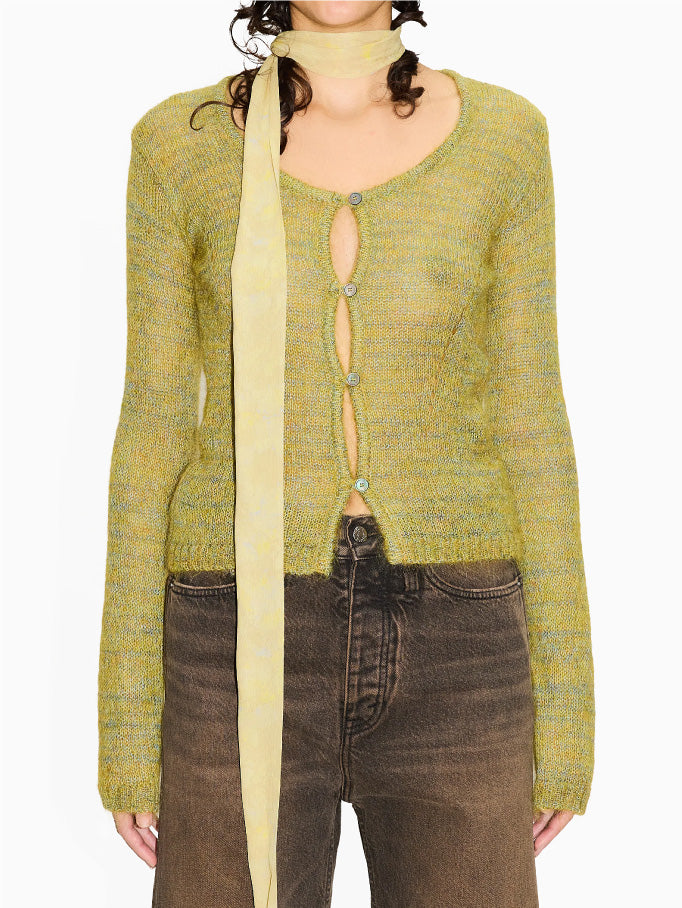 Gelle Cardigan Yellow Green Melange