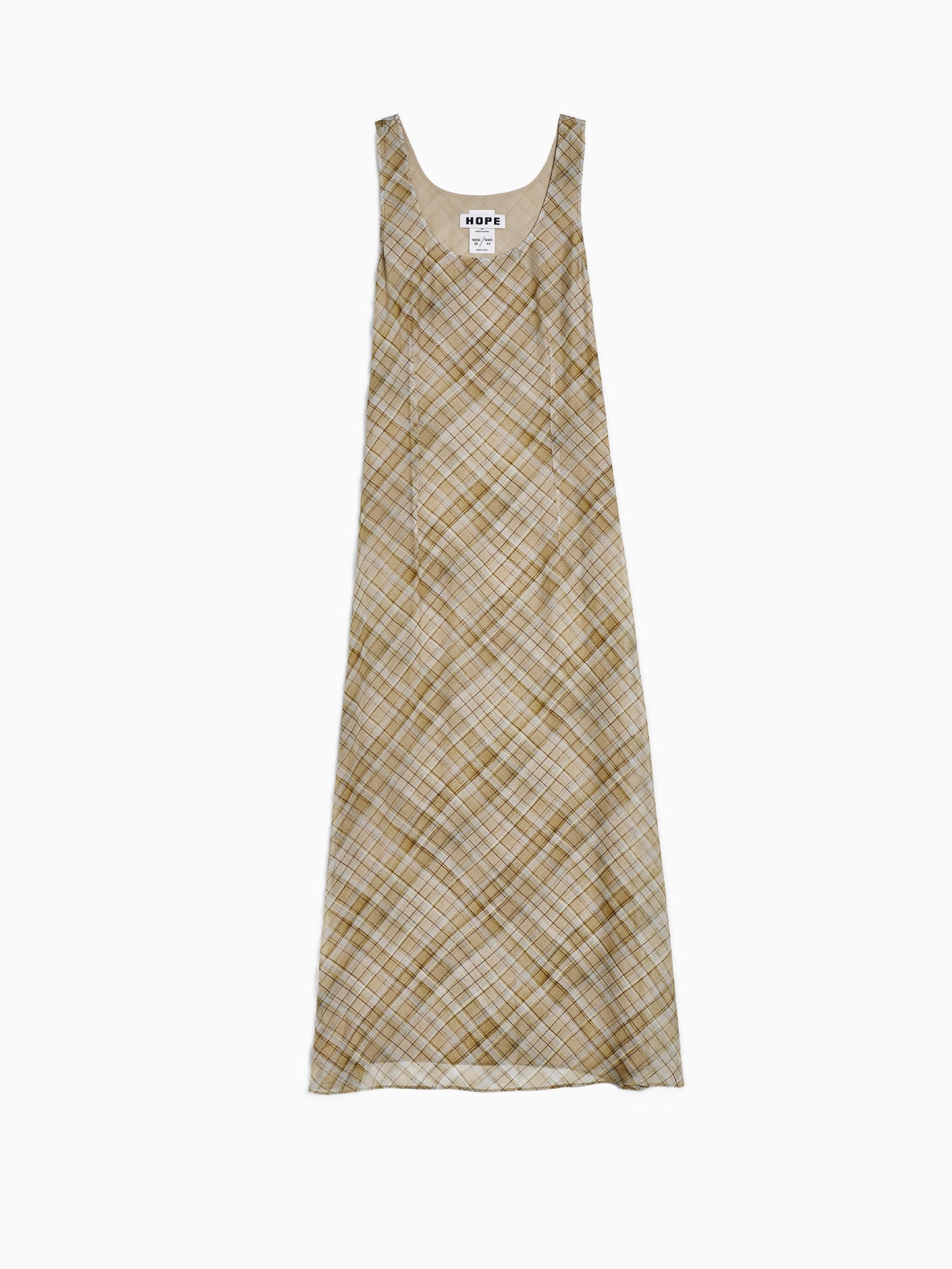 Glass Dress Painted Beige Check Silk