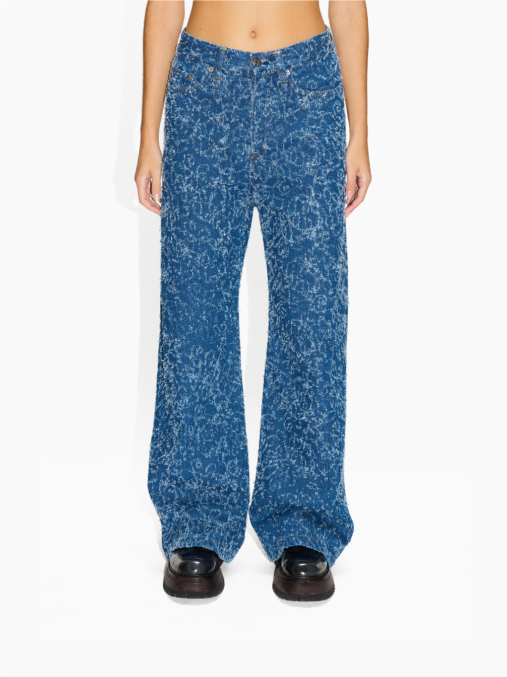 HOPE Skid Jeans/ Blue Fluffy Denim｜Skid Jeans Blue Black Crackle