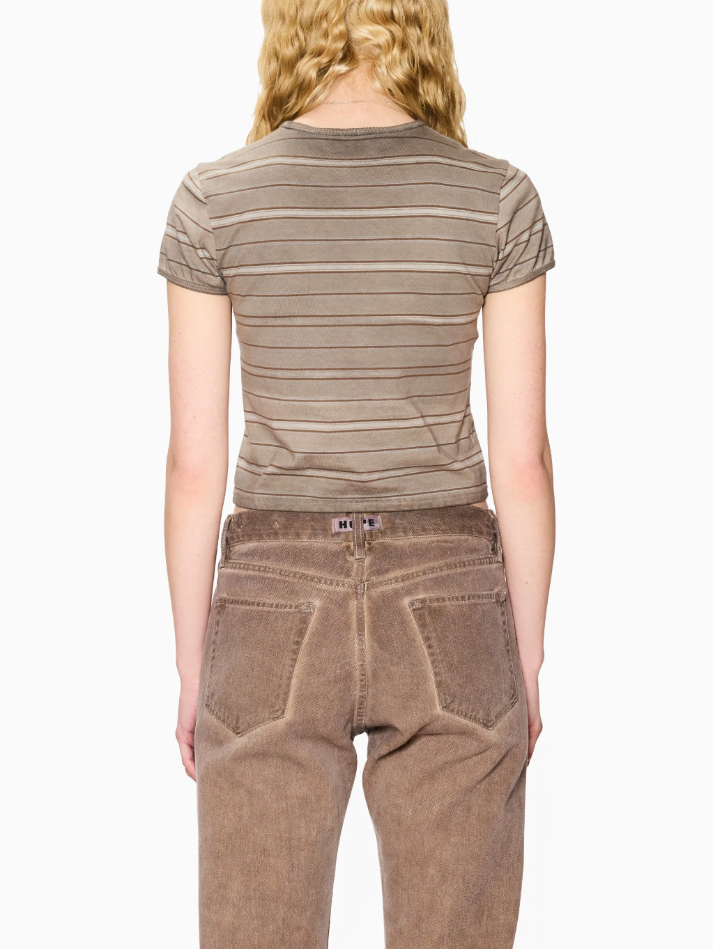 Vile Tee Overdyed Beige Stripe