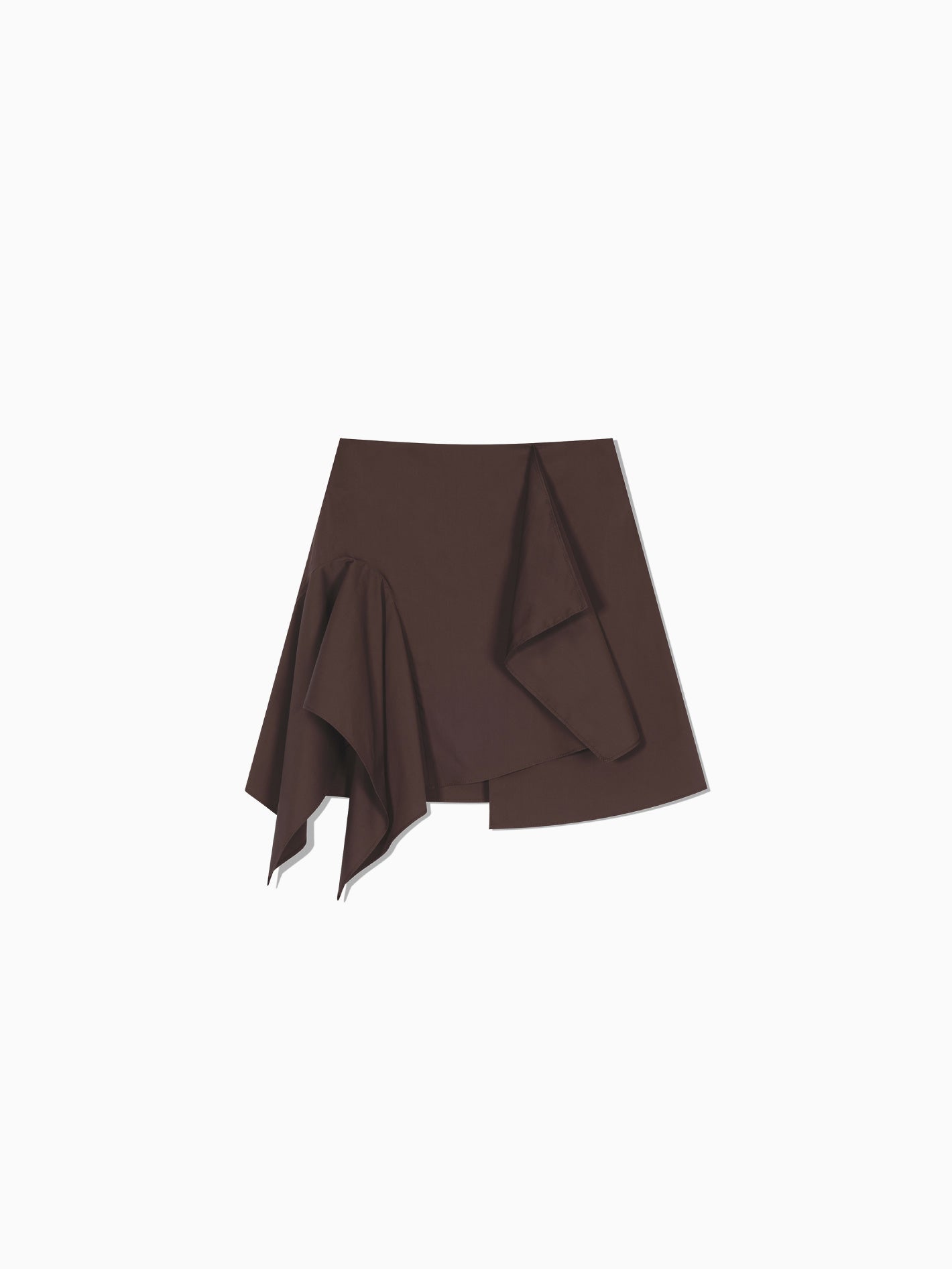 Unbalance Drape Mini Skirt Brown