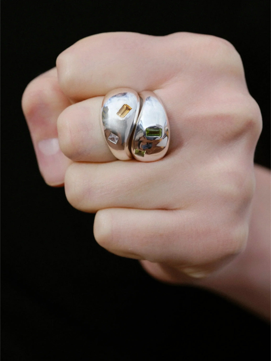 Large Drop Citrine Cubic Zirconia Ring