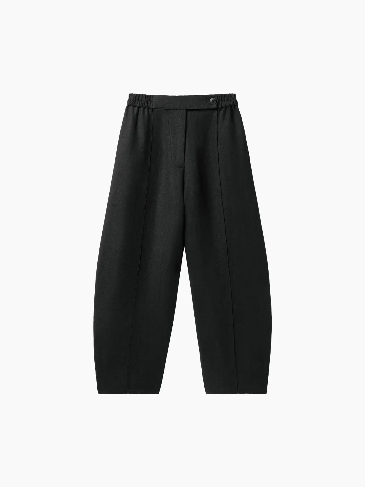 Linen Curved Pants Black Cordera