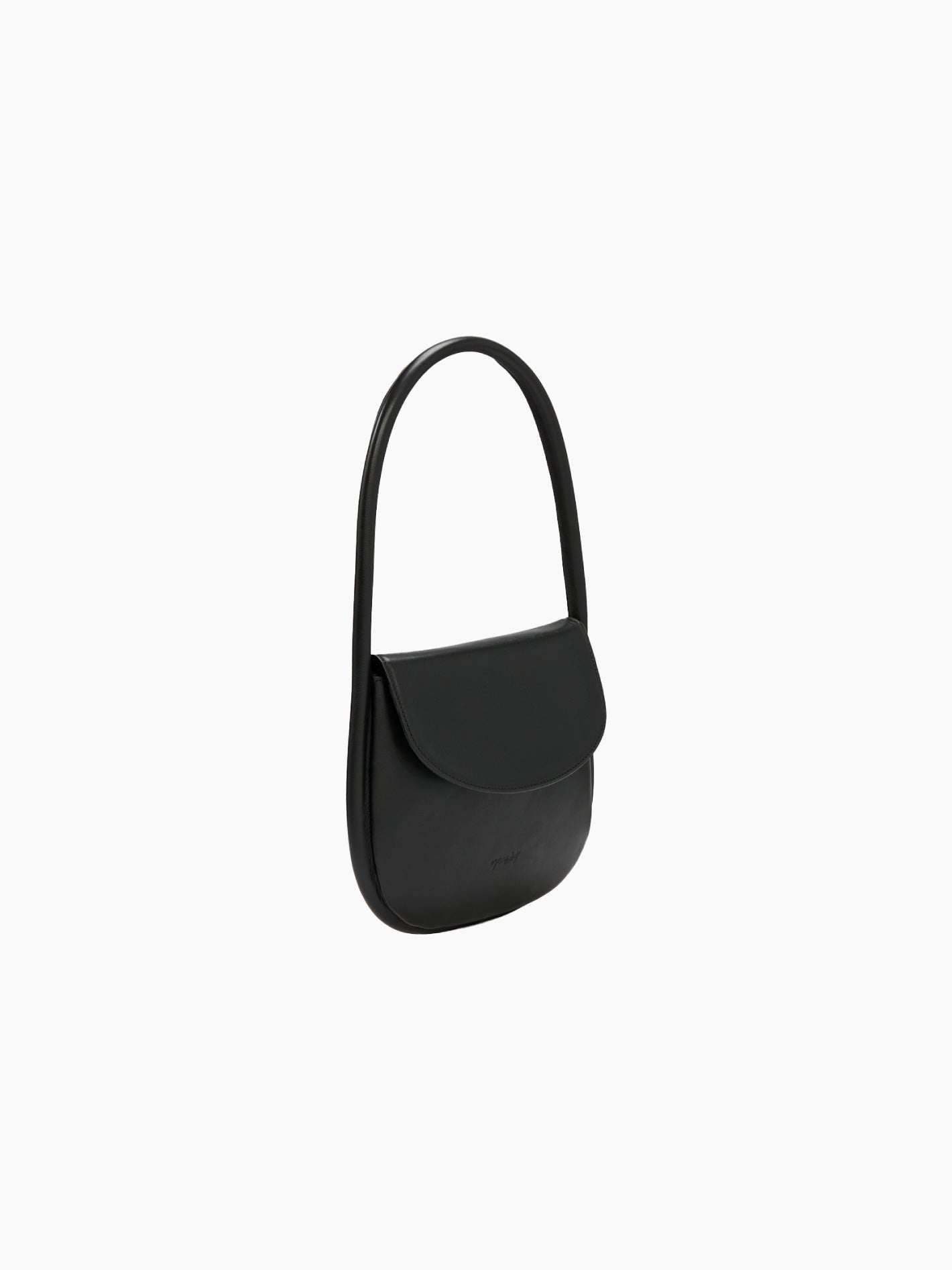 Marsèll's Mezzotonda Hand Bag Black exemplifies refined minimalism with its curved top and single strap. Crafted from 100% leather, this sleek black handbag features a flap closure and a smooth, modern design. Its elegant and contemporary style makes it ideal for both casual and formal occasions.