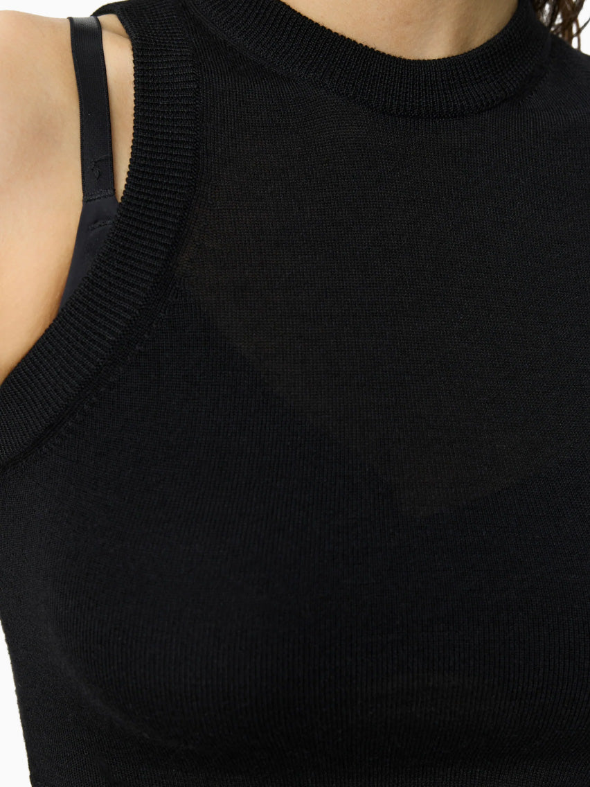 Appointment Top Black Merino Silk