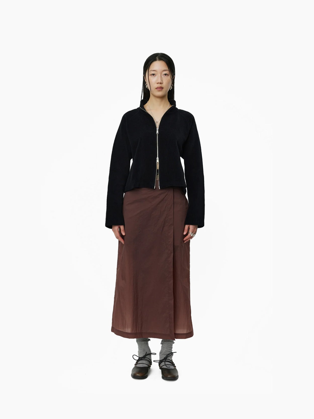 Classic Wrap Skirt Merlot Crinkled Tech