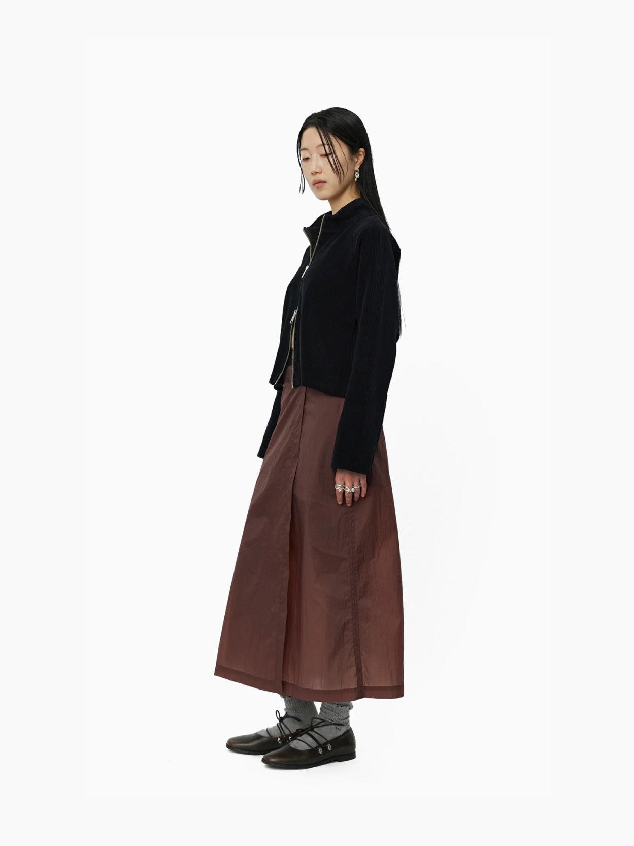 Classic Wrap Skirt Merlot Crinkled Tech