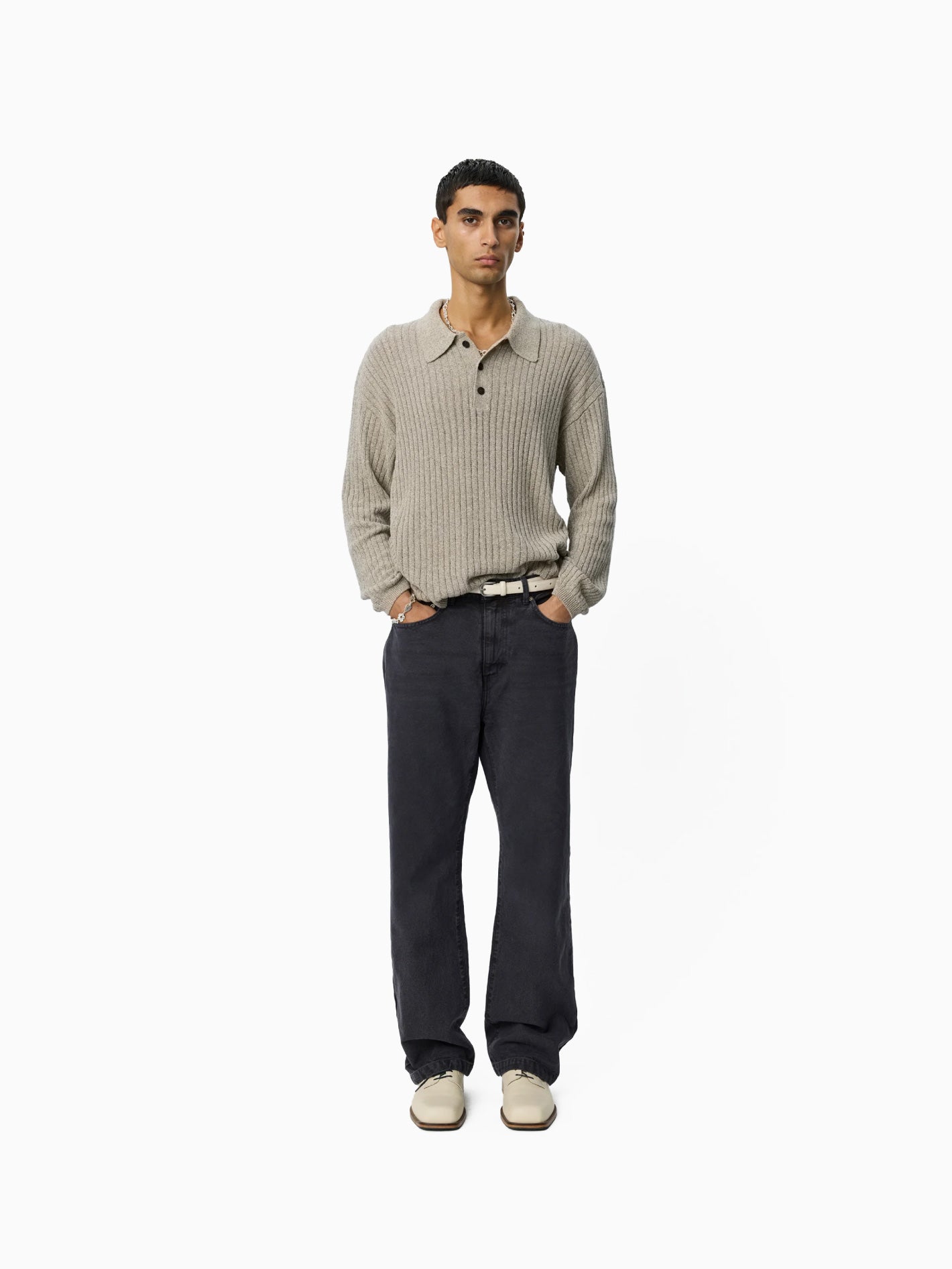 Digit Polo Knit Oatmeal Grains