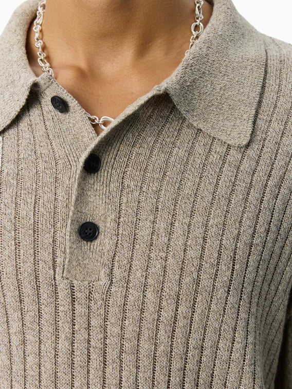 Digit Polo Knit Oatmeal Grains