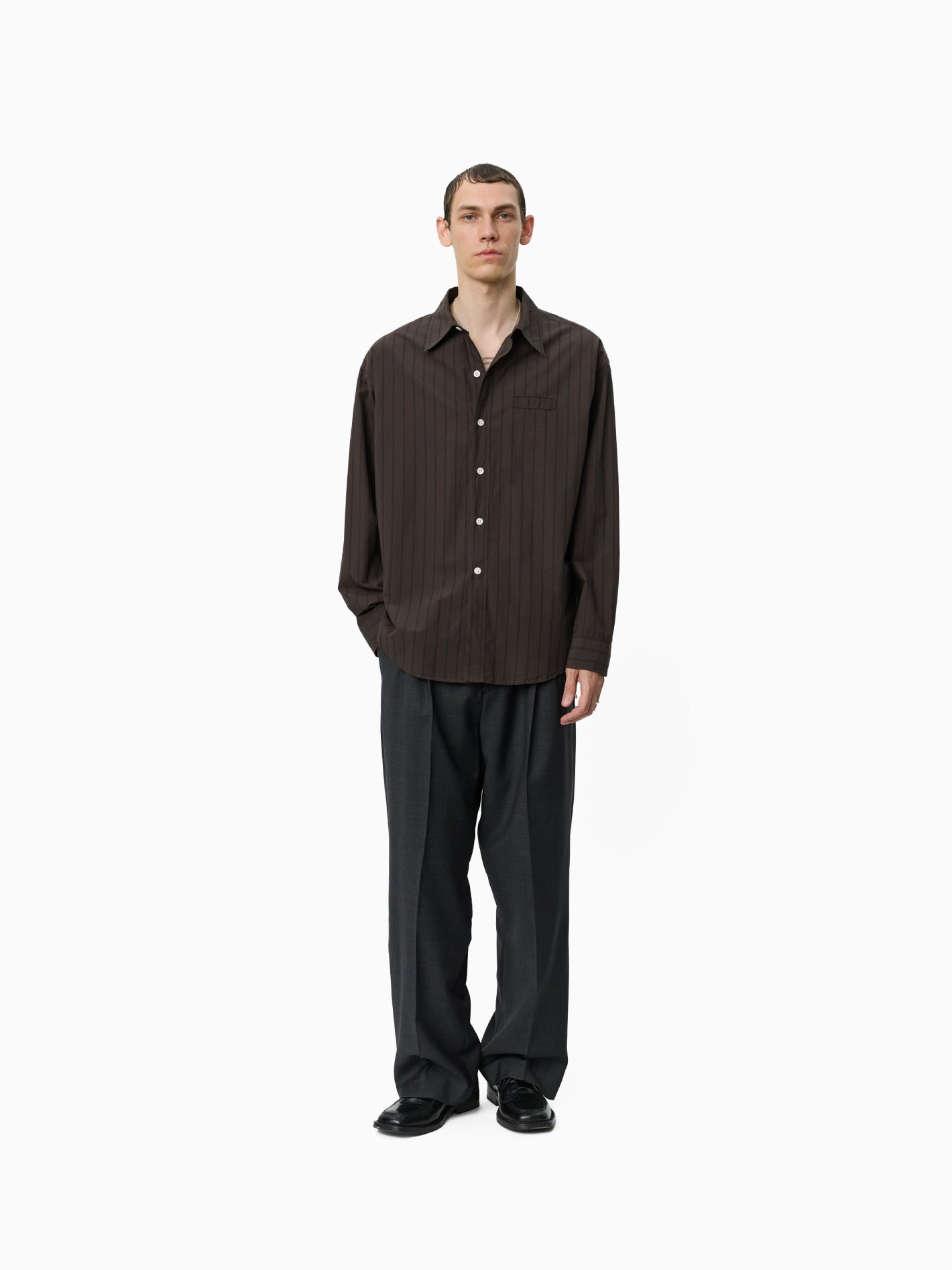 Essay Shirt Dark Brown Triple Stripe
