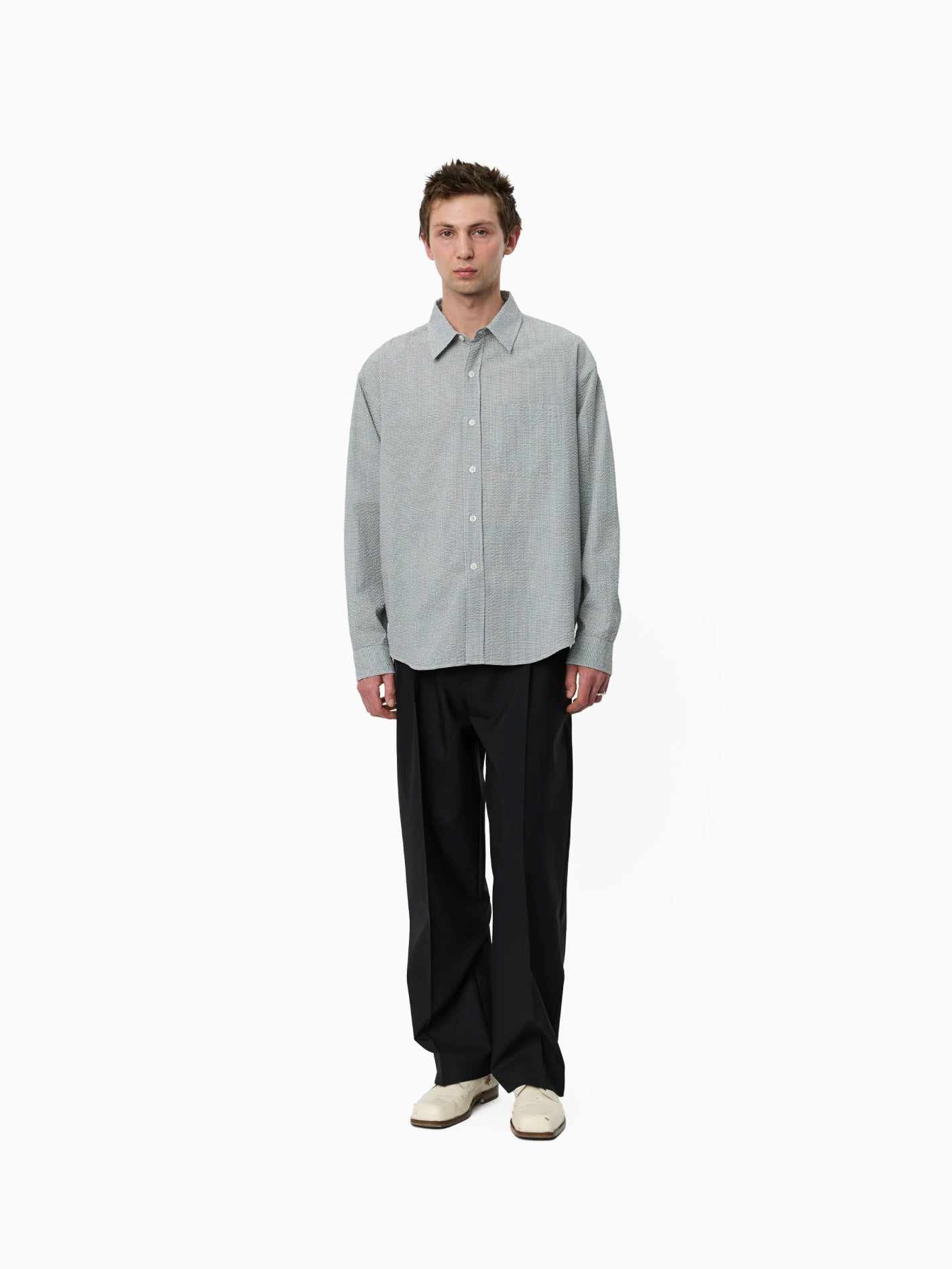 Executive Shirt Textured Bottle Grey Check