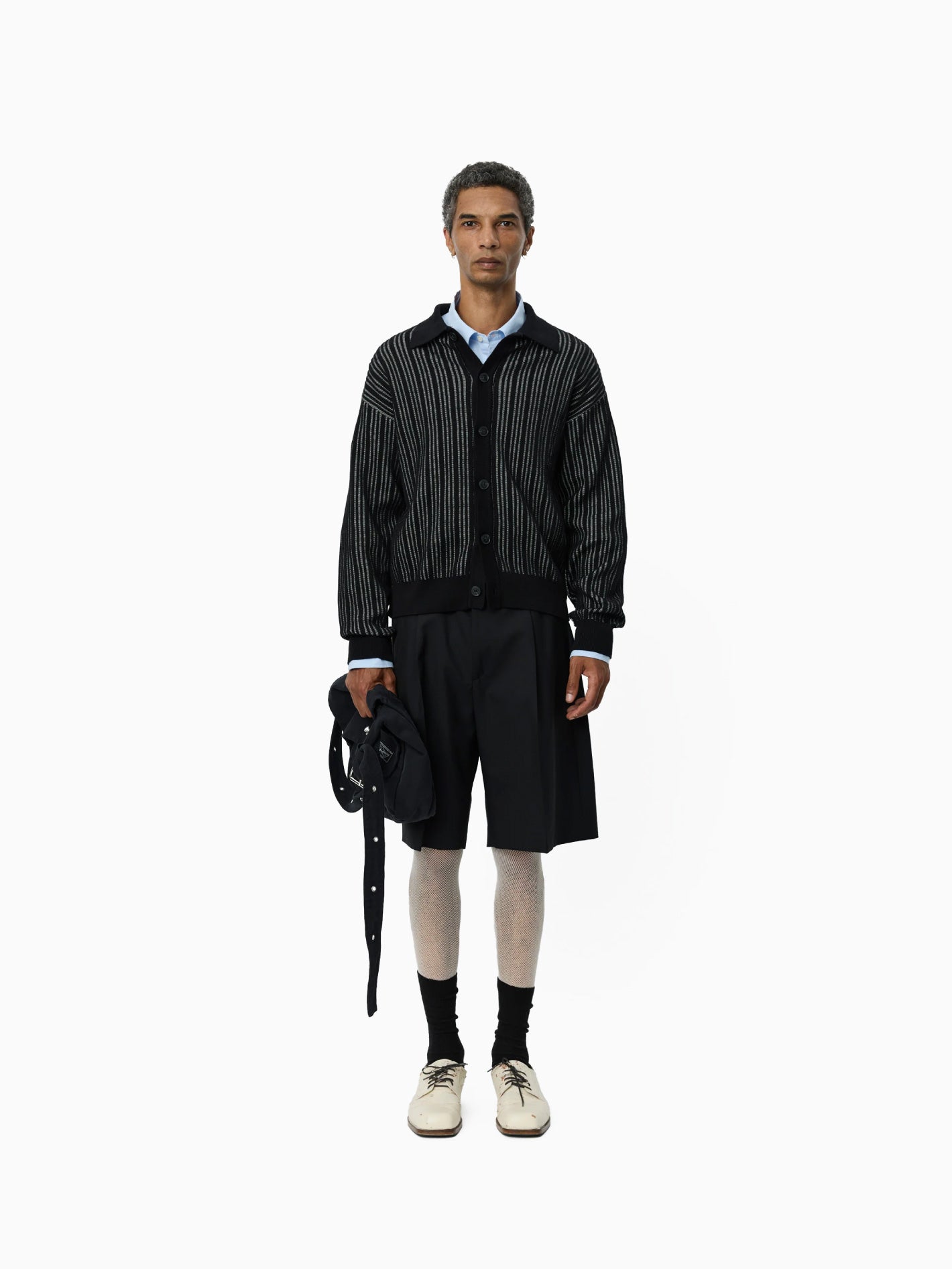 Formal Cardigan Black Stripe