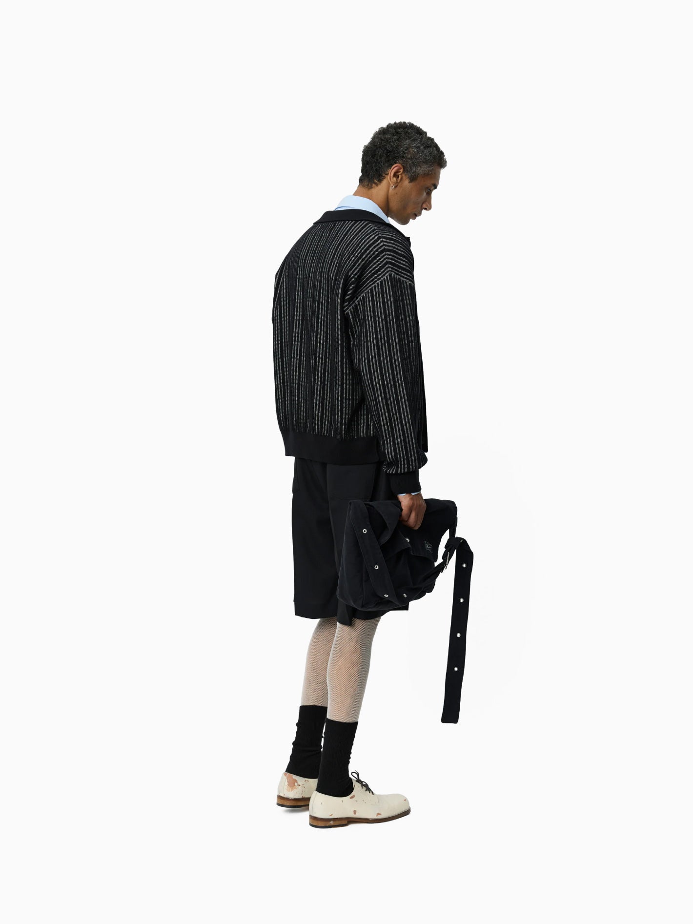Formal Cardigan Black Stripe
