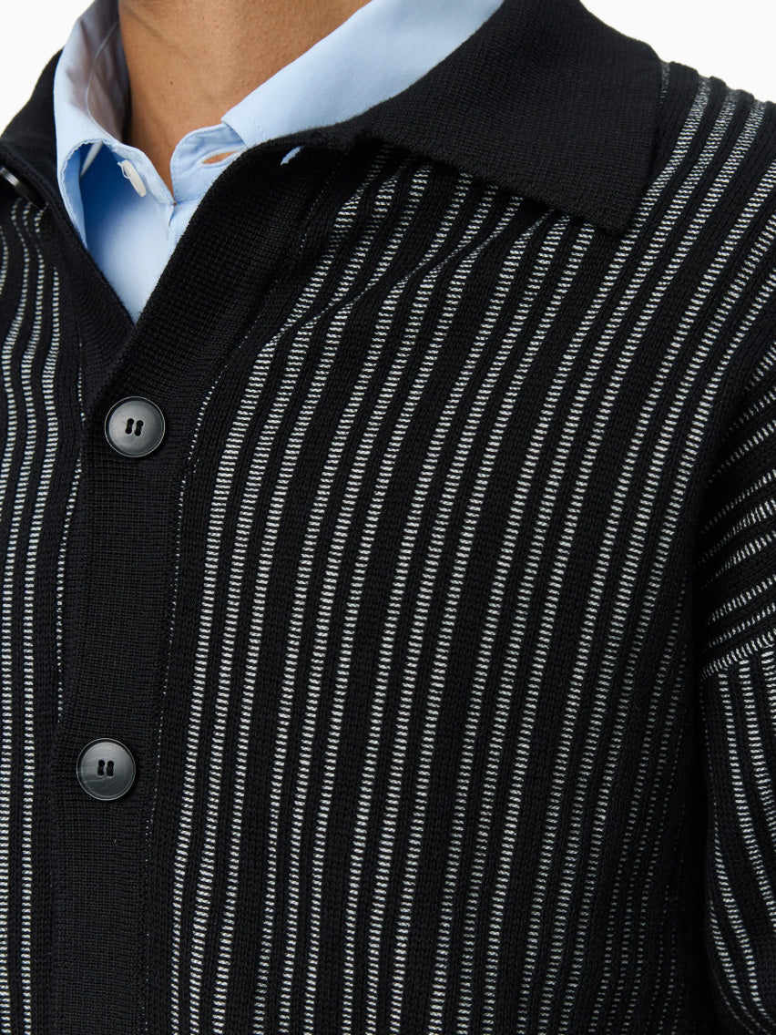 Formal Cardigan Black Stripe