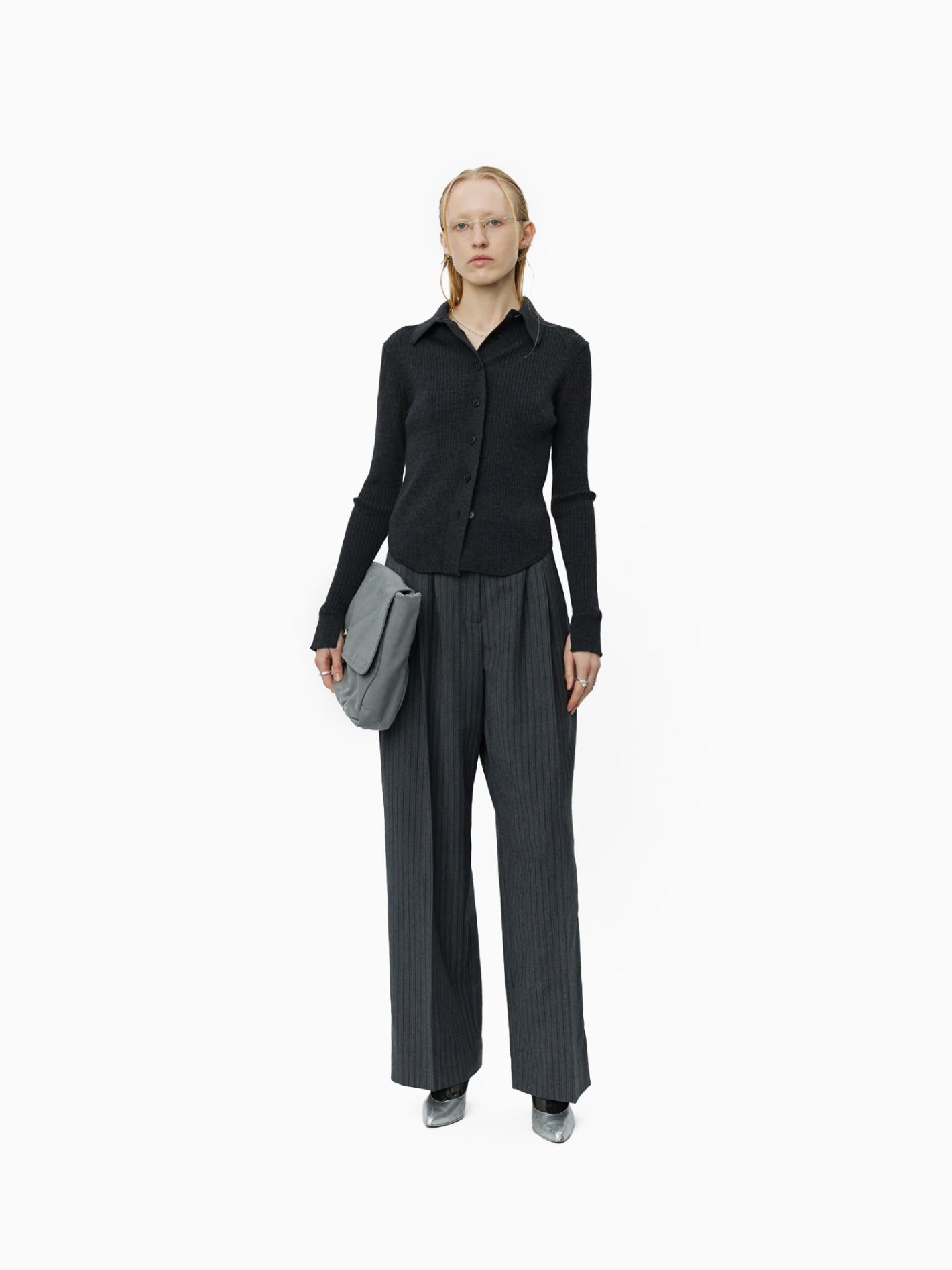 Knitted Rib Shirt Washed Graphite